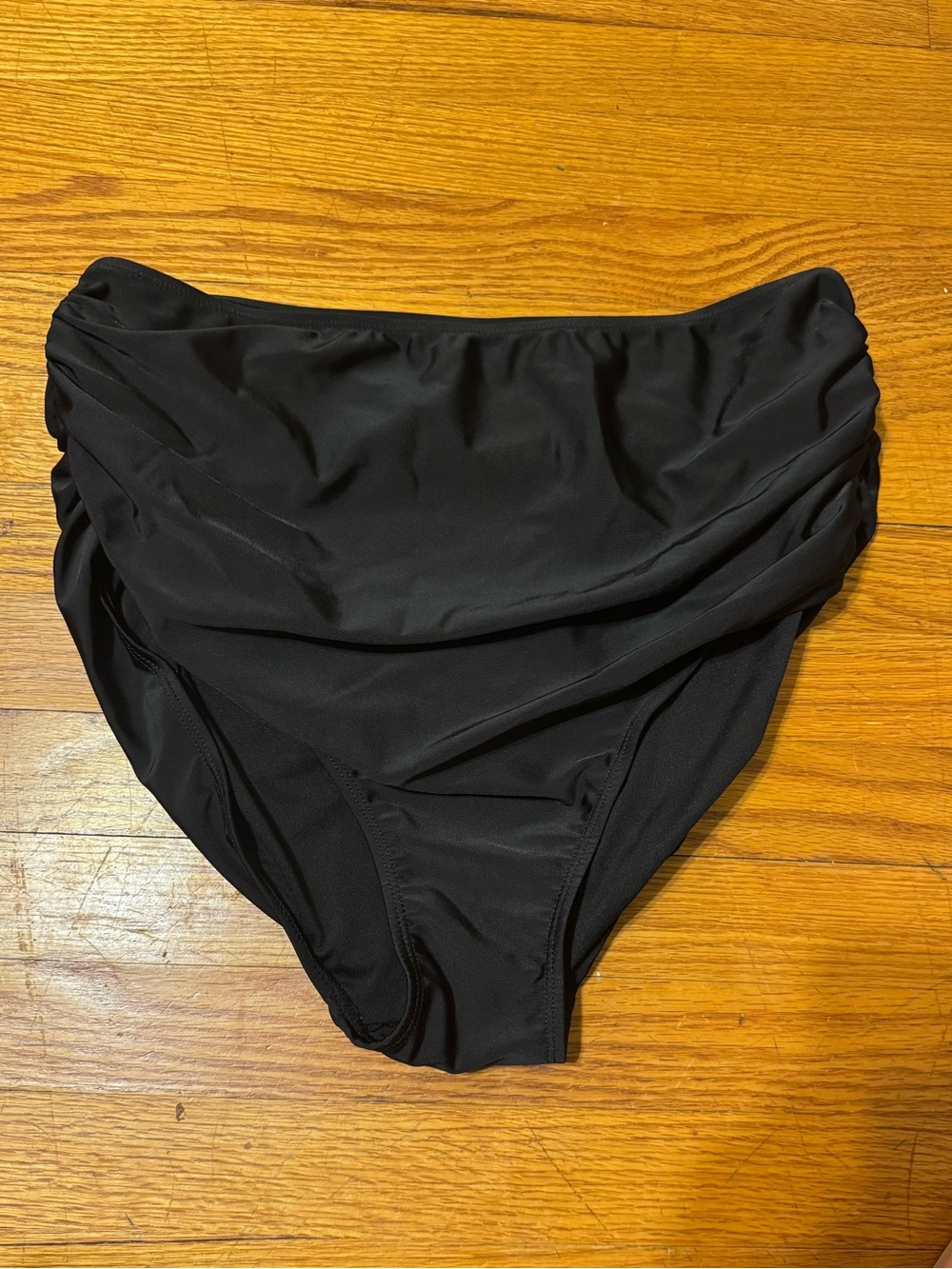 Black High-Waist Ruched Bikini Bottom - Picture 2 of 5